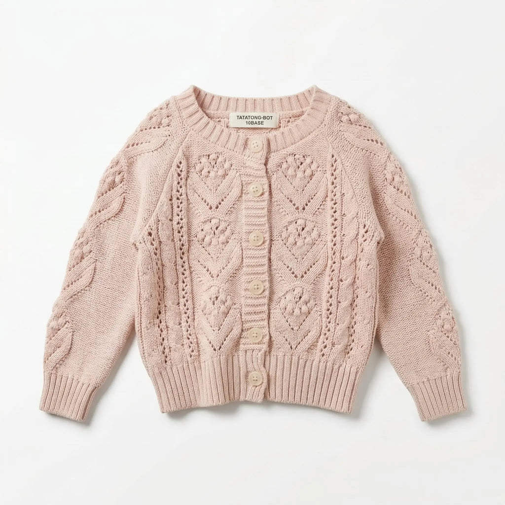 Petal-Stitch Openwork Knit Cardigan