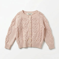 Petal-Stitch Openwork Knit Cardigan