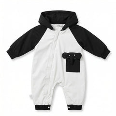 Monochrome Elephas Hooded Baby Romper