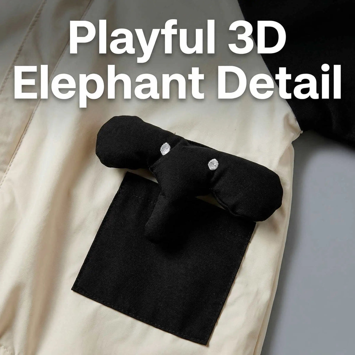 Monochrome Elephas Hooded Baby Romper