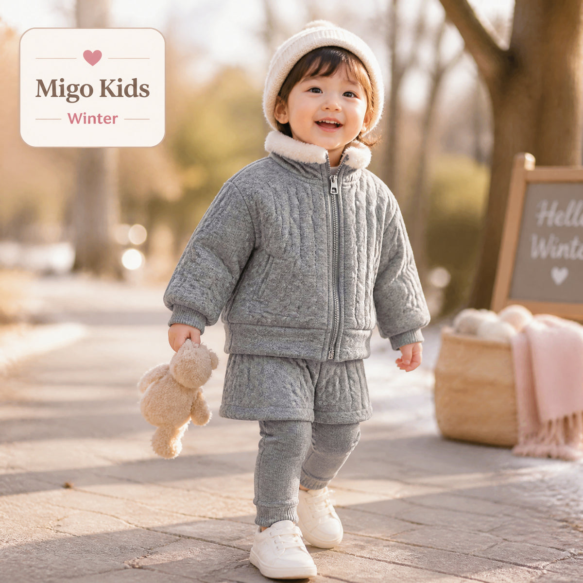 Cozy Cable-Knit Zip Jacket & Shorts Set for Girls