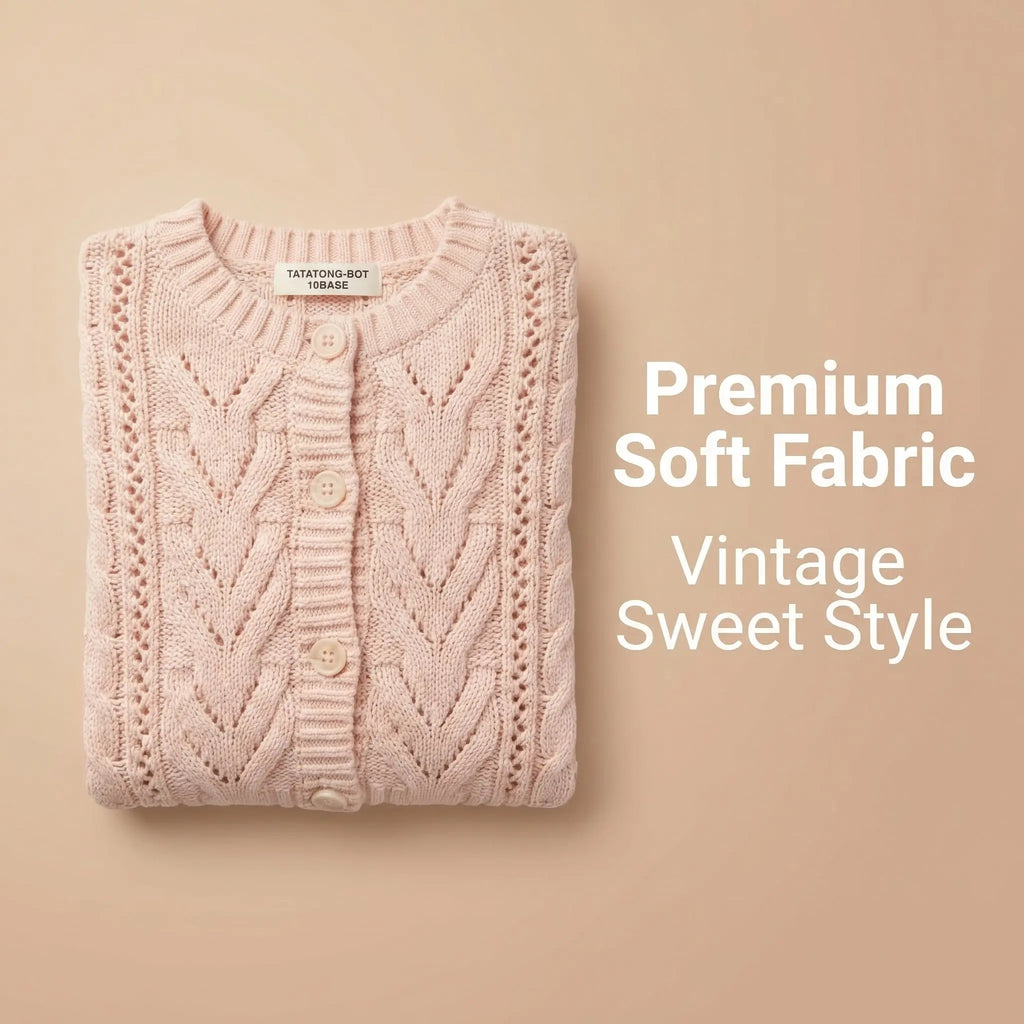Petal-Stitch Openwork Knit Cardigan