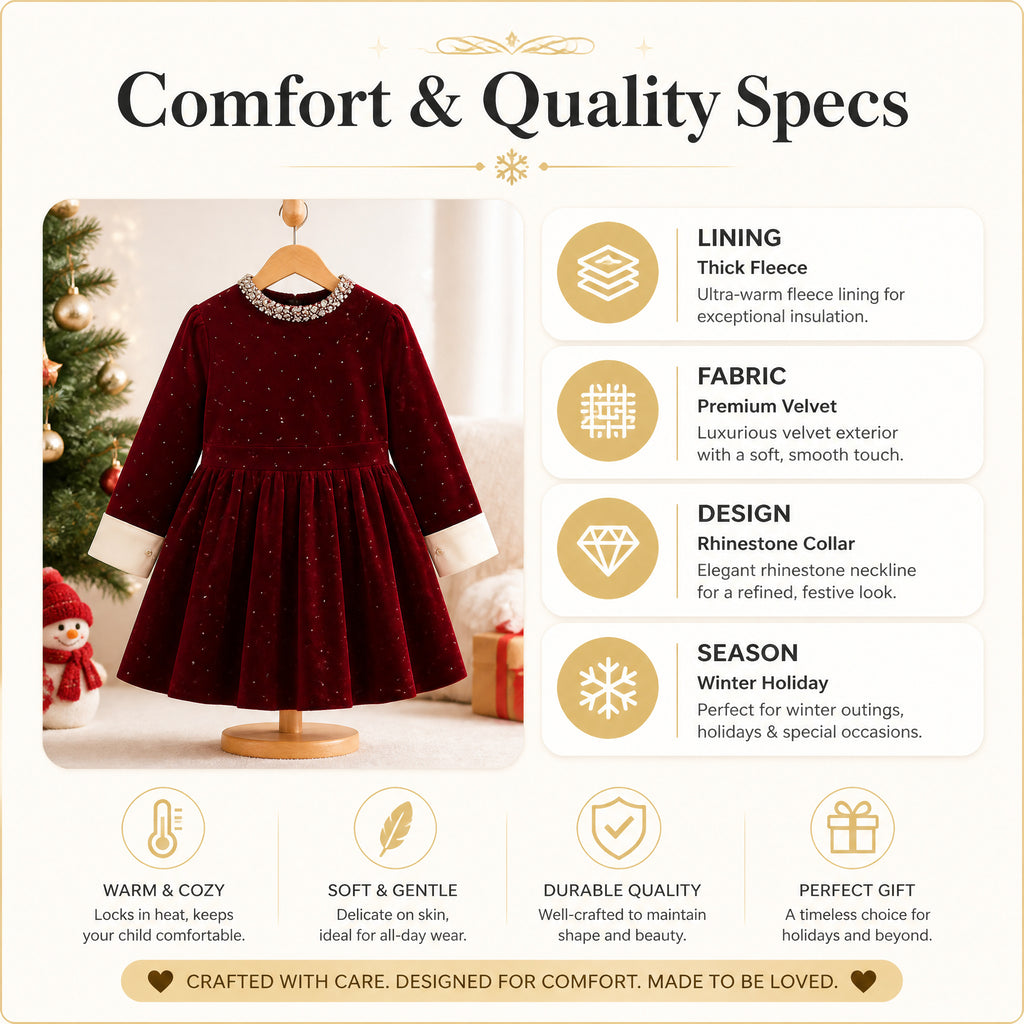 Ruby Starlight Embellished-Collar Velvet Party Dress