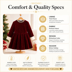 Ruby Starlight Embellished-Collar Velvet Party Dress