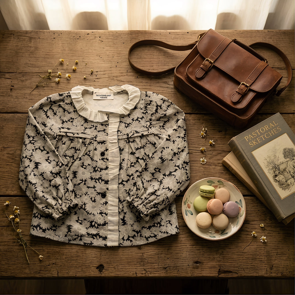 [VESTIGIA] 10BASE-06 // "Botanic Archive" Floral Ruffle Blouse