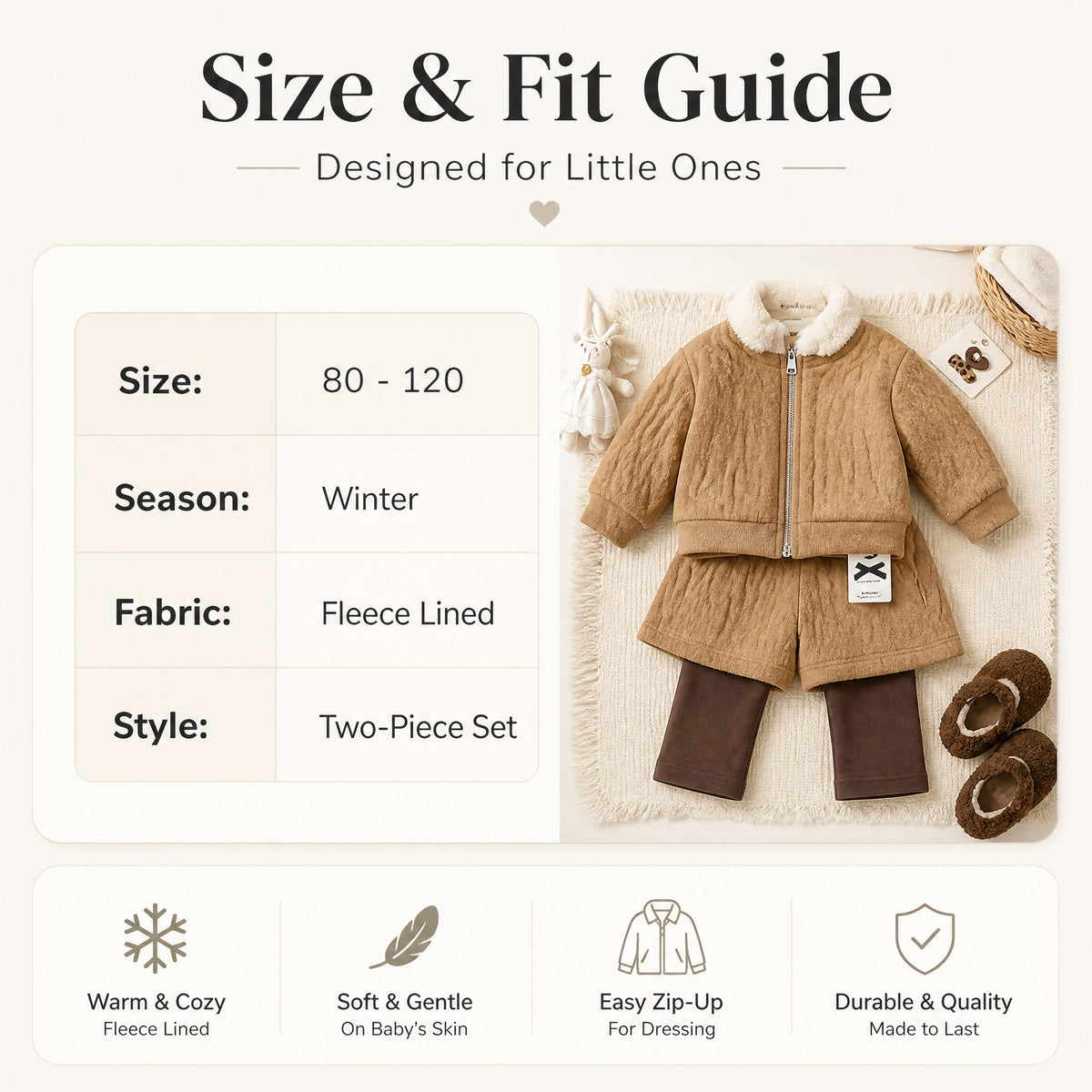 Cozy Cable-Knit Zip Jacket & Shorts Set for Girls