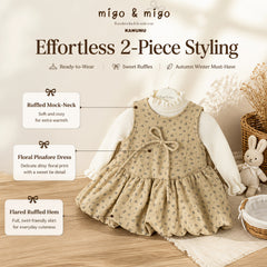 Little Meadow Floral Pinafore Dress & Ruffle-Neck Top Set