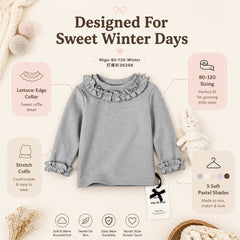 Little Petal Ruffle-Collar Long-Sleeve Top for TATATONG Girls