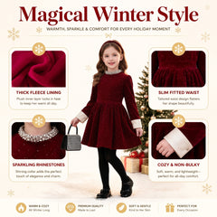 Ruby Starlight Embellished-Collar Velvet Party Dress
