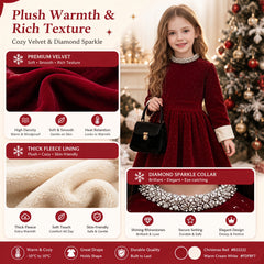 Ruby Starlight Embellished-Collar Velvet Party Dress