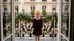 Ruby Starlight Embellished-Collar Velvet Party Dress