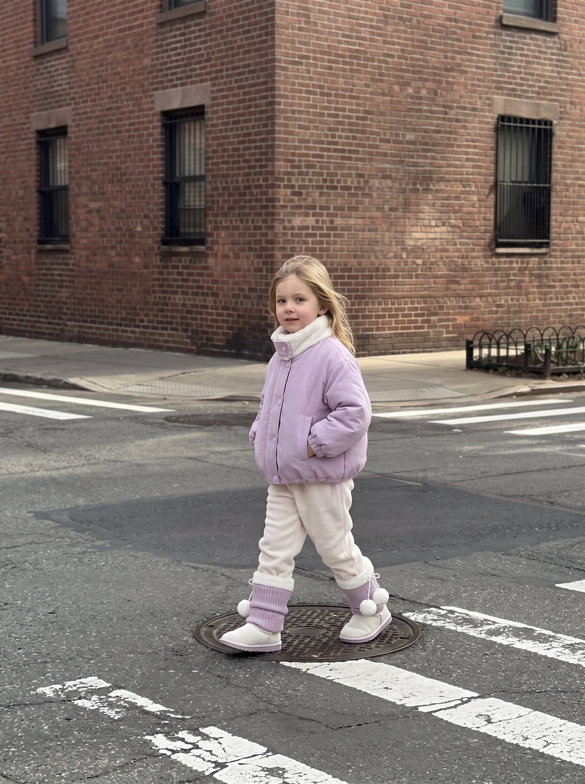 Cloudberry Faux-Fur Collar Fleece-Lined Winter Jacket for Girls