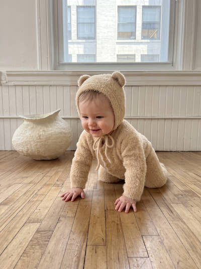 Cloudberry Cozy Knit Set – Baby Knitted Romper & Bonnet