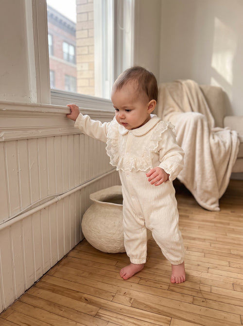 Antique Mist Cotton Fleece Romper