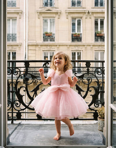 Tatatong-bot® Rosy Cloud Bow Tulle Dress