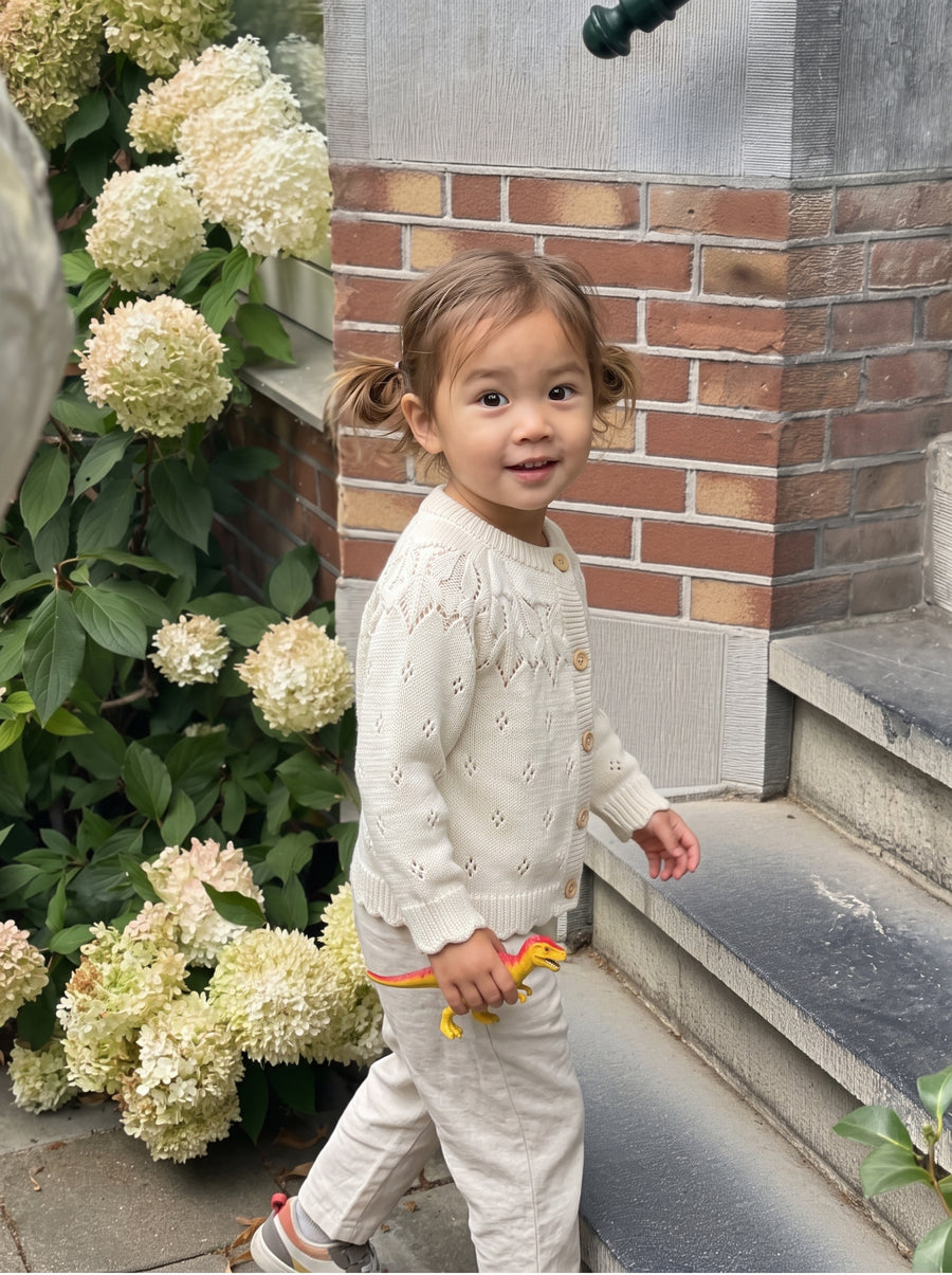 Botanical Relief Textured Knit Cardigan