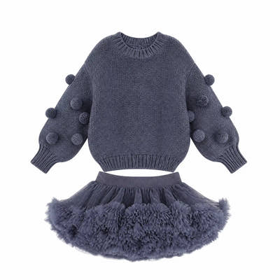 Blossom Ballet Cardigan Set – Girls’ Floral Knit Cardigan & Tulle Skirt