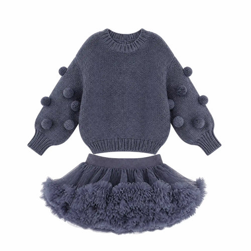 Blossom Ballet Cardigan Set – Girls’ Floral Knit Cardigan & Tulle Skirt