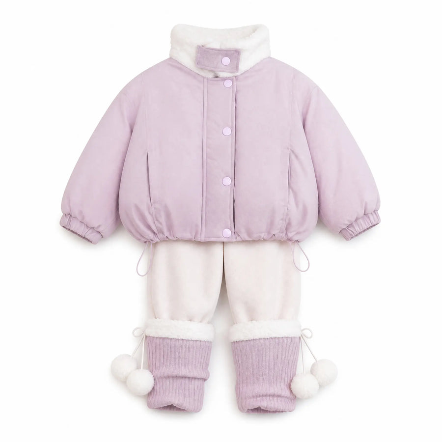 Cloudberry Faux-Fur Collar Fleece-Lined Winter Jacket for Girls