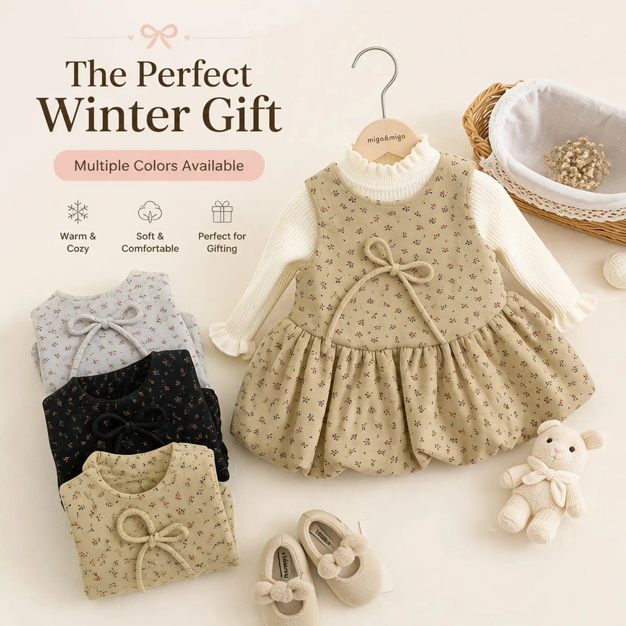 Little Meadow Floral Pinafore Dress & Ruffle-Neck Top Set
