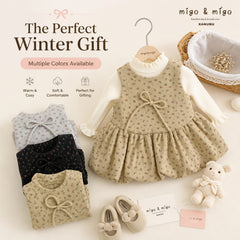 Little Meadow Floral Pinafore Dress & Ruffle-Neck Top Set