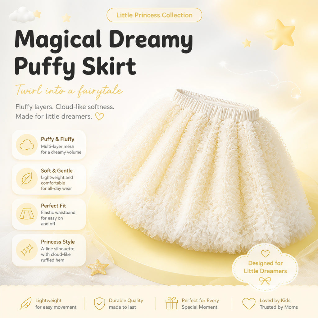 Ivory Cloud Textured Tulle Party Skirt for TATATONG Girls