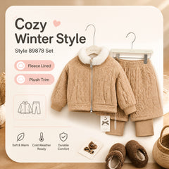 Cozy Cable-Knit Zip Jacket & Shorts Set for Girls