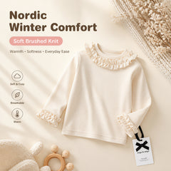 Little Petal Ruffle-Collar Long-Sleeve Top for TATATONG Girls