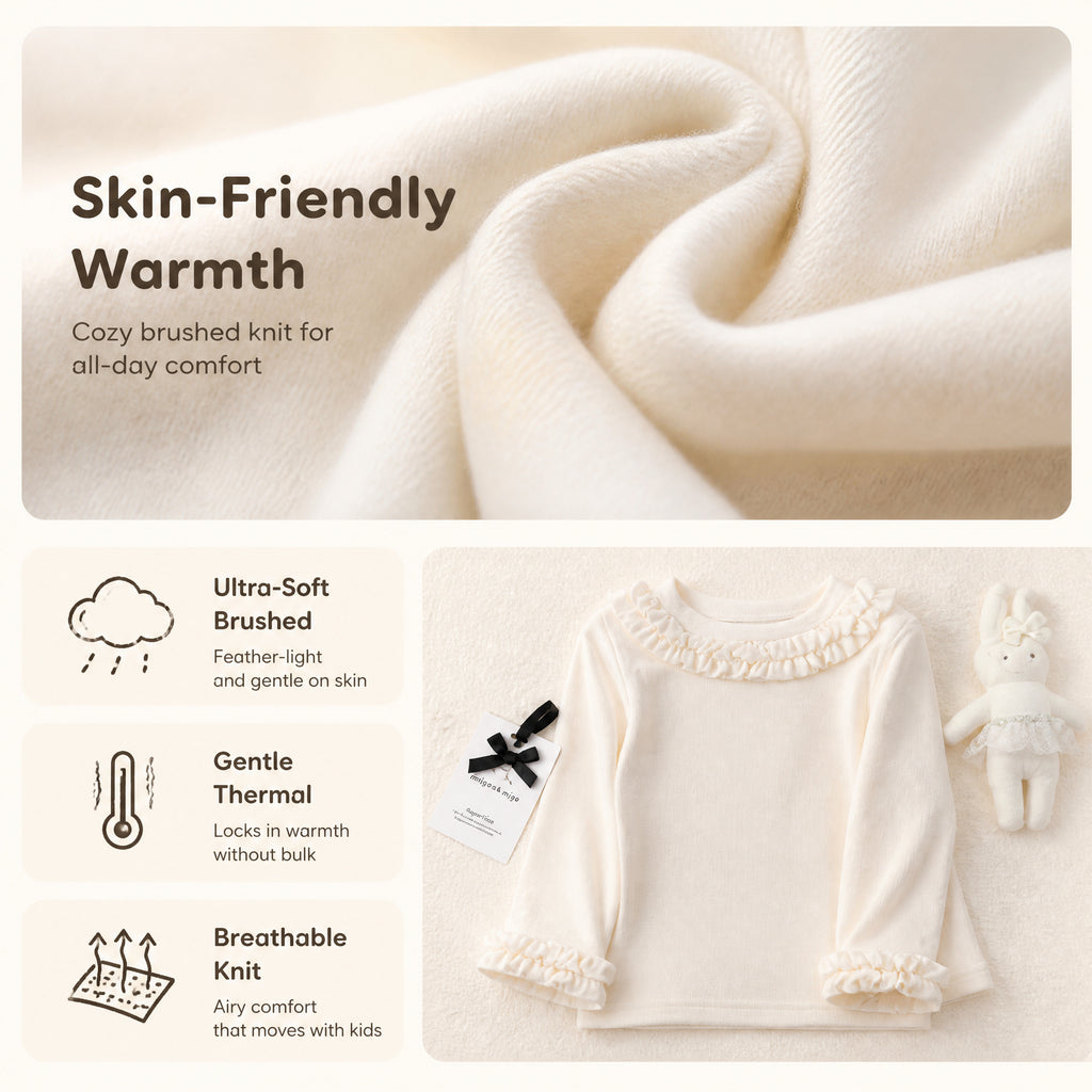 Little Petal Ruffle-Collar Long-Sleeve Top for TATATONG Girls