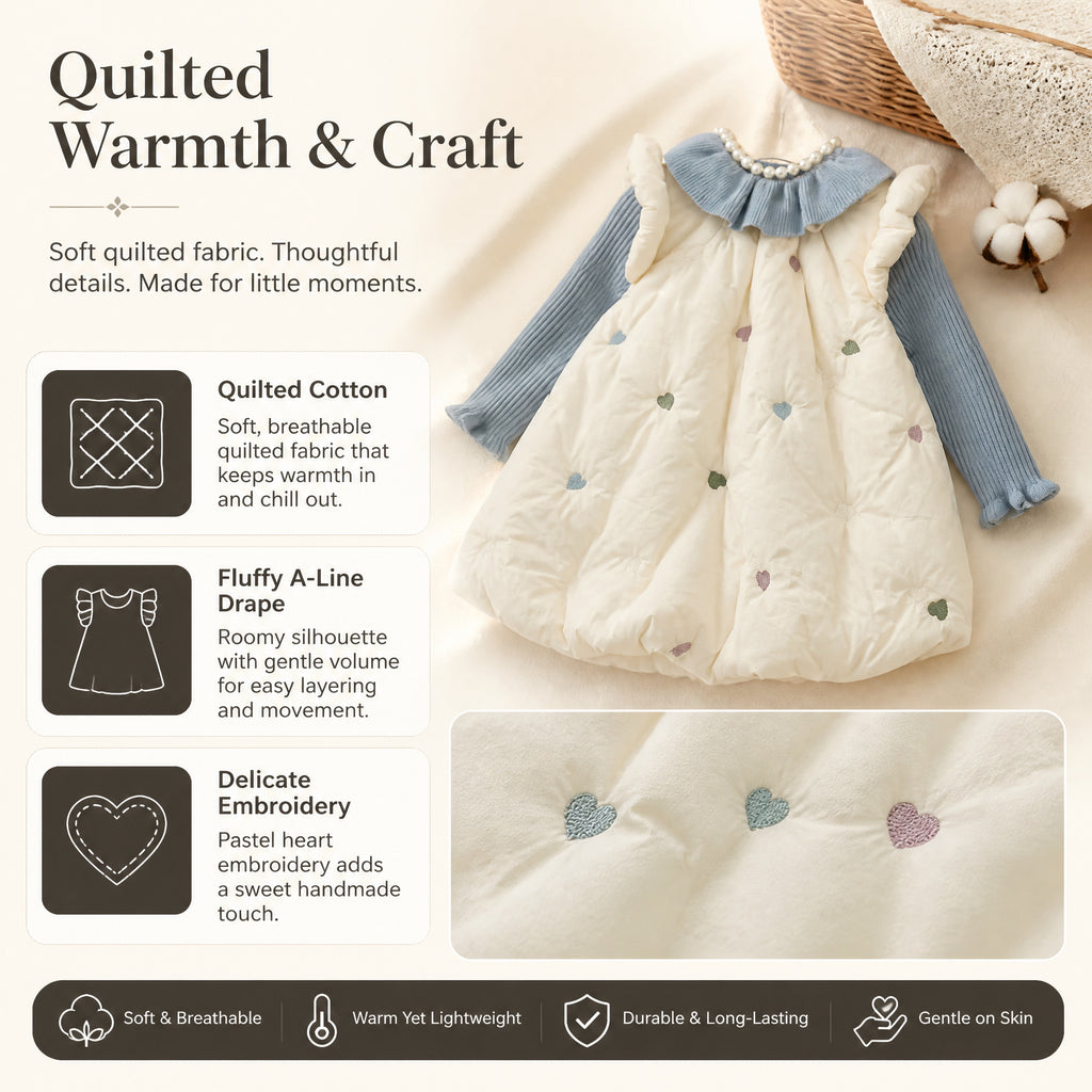 Heirloom Hearts Quilted Puffer Dress for TATATONG Girls