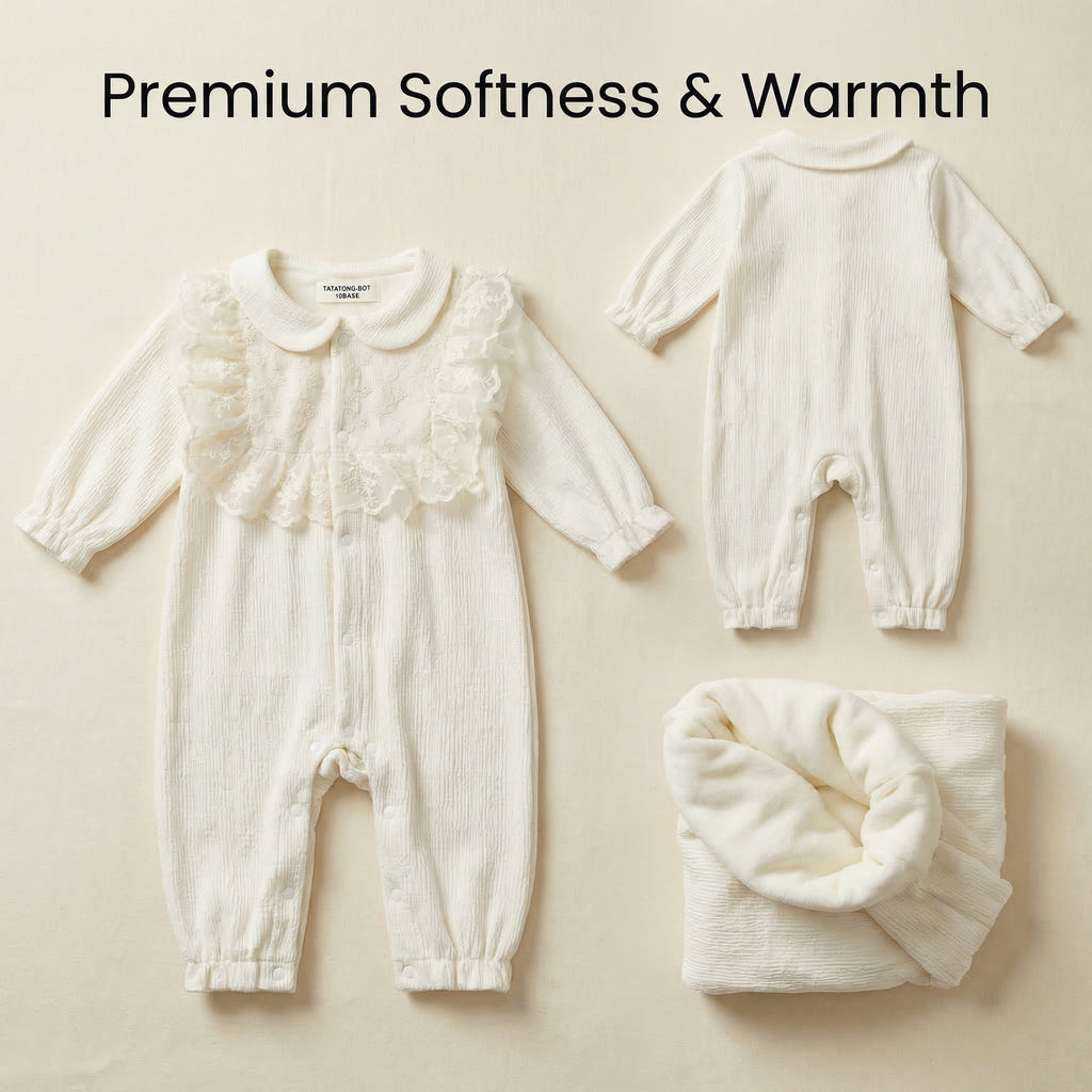 TATATONG-BOT [VESTIGIA] 10BASE-01 "Antique Mist" Heavyweight Bio-Cotton Sensory-Protection Romper // Infant & Toddler Jumpsuit, Sleepwear & Thermal Suit