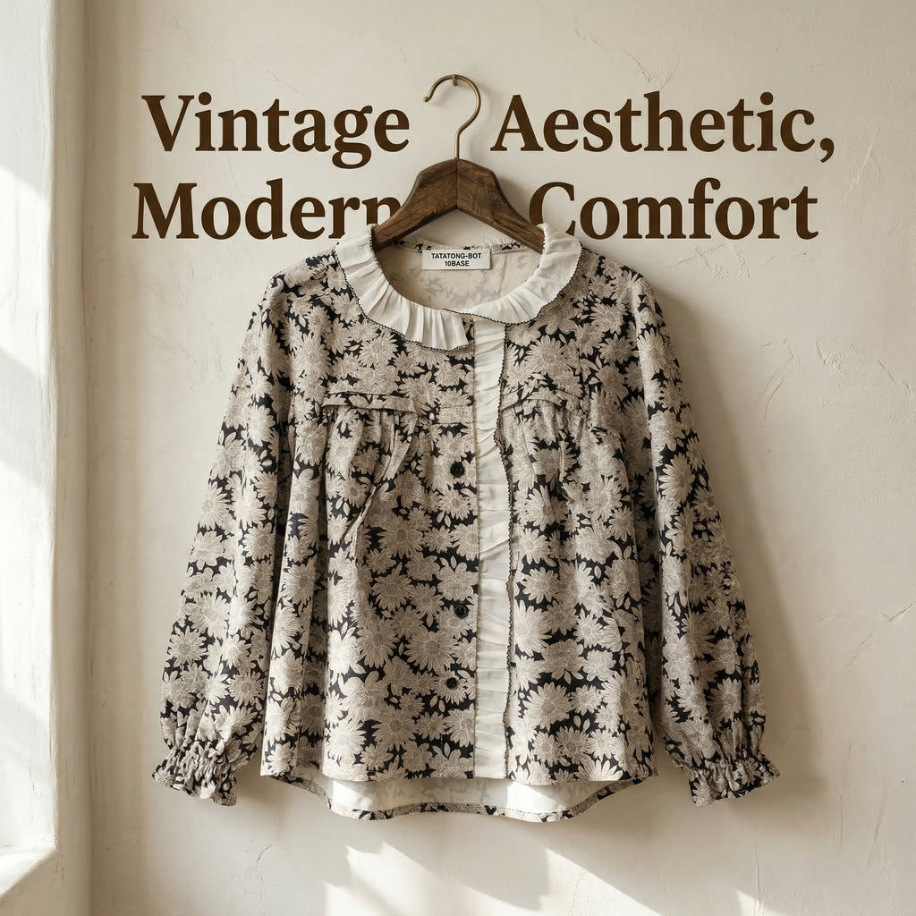 [VESTIGIA] 10BASE-06 // "Botanic Archive" Floral Ruffle Blouse