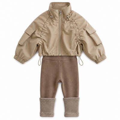 Cocoa Field Notes Two-Piece Set – Girls’ Utility Jacket & Pants