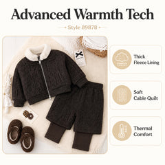 Cozy Cable-Knit Zip Jacket & Shorts Set for Girls