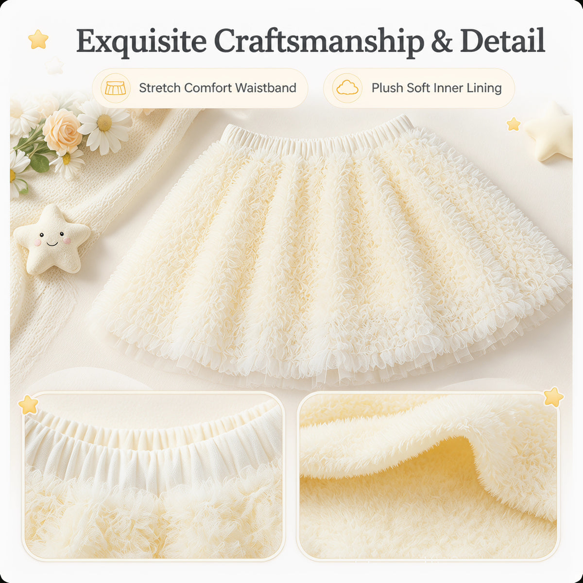 Ivory Cloud Textured Tulle Party Skirt for TATATONG Girls