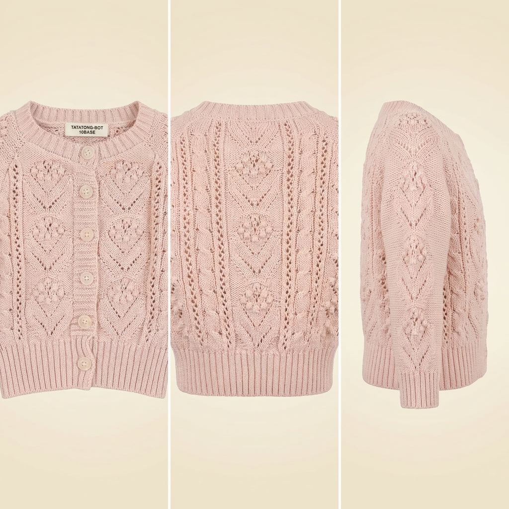 [VESTIGIA] 10BASE-02 // "Petal-Stitch" Open-Work Knit Cardigan