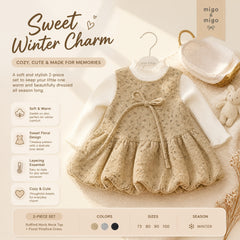 Little Meadow Floral Pinafore Dress & Ruffle-Neck Top Set
