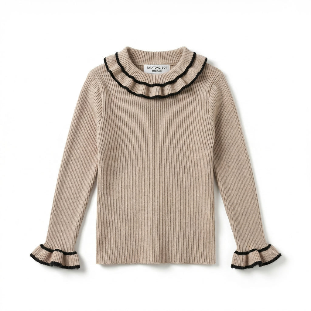 [VESTIGIA] 10BASE-08 // "Scholastic Specimen" Ribbed Ruffle Sweater