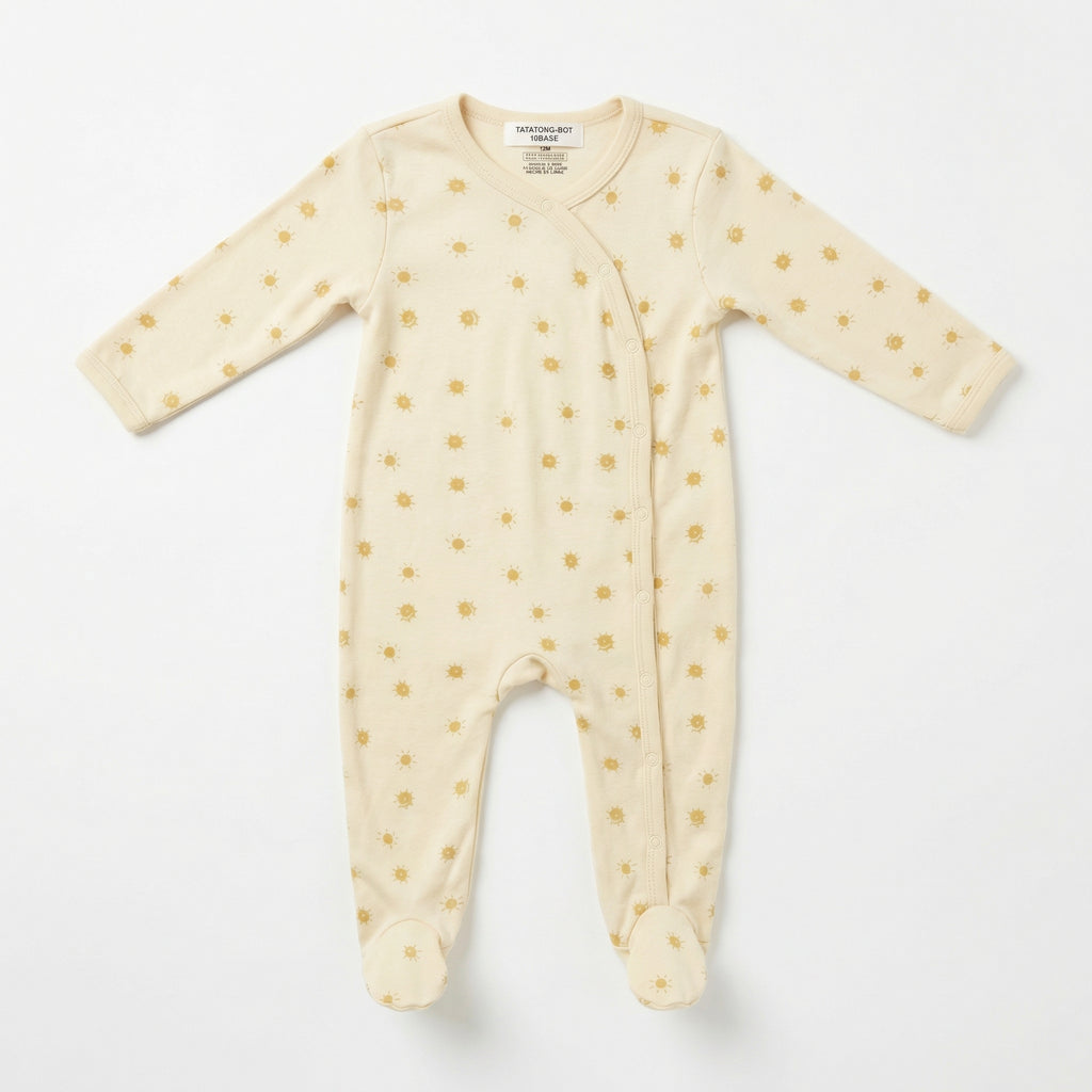 [GOSSAMERE] 10BASE-12 // "Solar Sanctum" Pure Cotton Footed Onesie