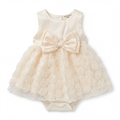 TATATONG-BOT [VESTIGIA] 10BASE-15 "Ethereal Rose" 3D-Sculptured Floral Lace Multi-Layer Sensory-Ceremony Romper Dress // Infant & Toddler Milestone Ceremonial Suit, Special Occasion & Formal Heirloom Gown