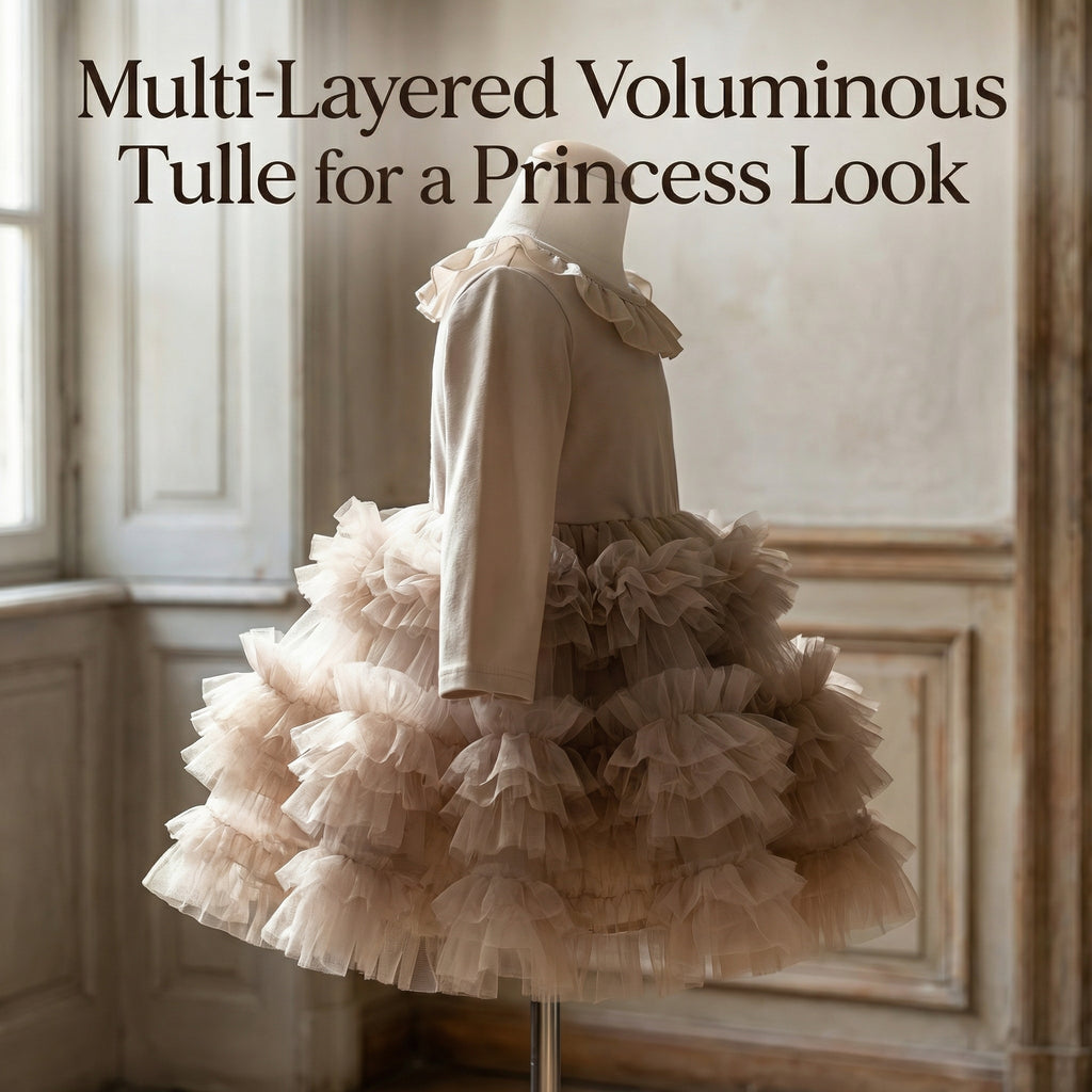 TATATONG-BOT [VESTIGIA] 10BASE-16 "Cloud Tier" Sculptural Multi-Layered Voluminous Tulle Milestone Gown // Infant & Toddler Formal Ceremonial Dress, Birthday Celebration & High-End Occasion Heirloom Suit