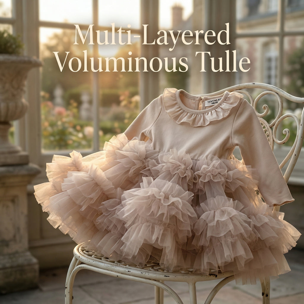 TATATONG-BOT [VESTIGIA] 10BASE-16 "Cloud Tier" Sculptural Multi-Layered Voluminous Tulle Milestone Gown // Infant & Toddler Formal Ceremonial Dress, Birthday Celebration & High-End Occasion Heirloom Suit