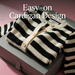Rhythmic Geometry Striped Knit Cardigan & Bloomer Set