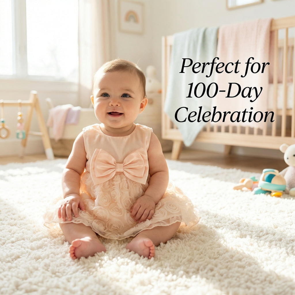 TATATONG-BOT [VESTIGIA] 10BASE-15 "Ethereal Rose" 3D-Sculptured Floral Lace Multi-Layer Sensory-Ceremony Romper Dress // Infant & Toddler Milestone Ceremonial Suit, Special Occasion & Formal Heirloom Gown