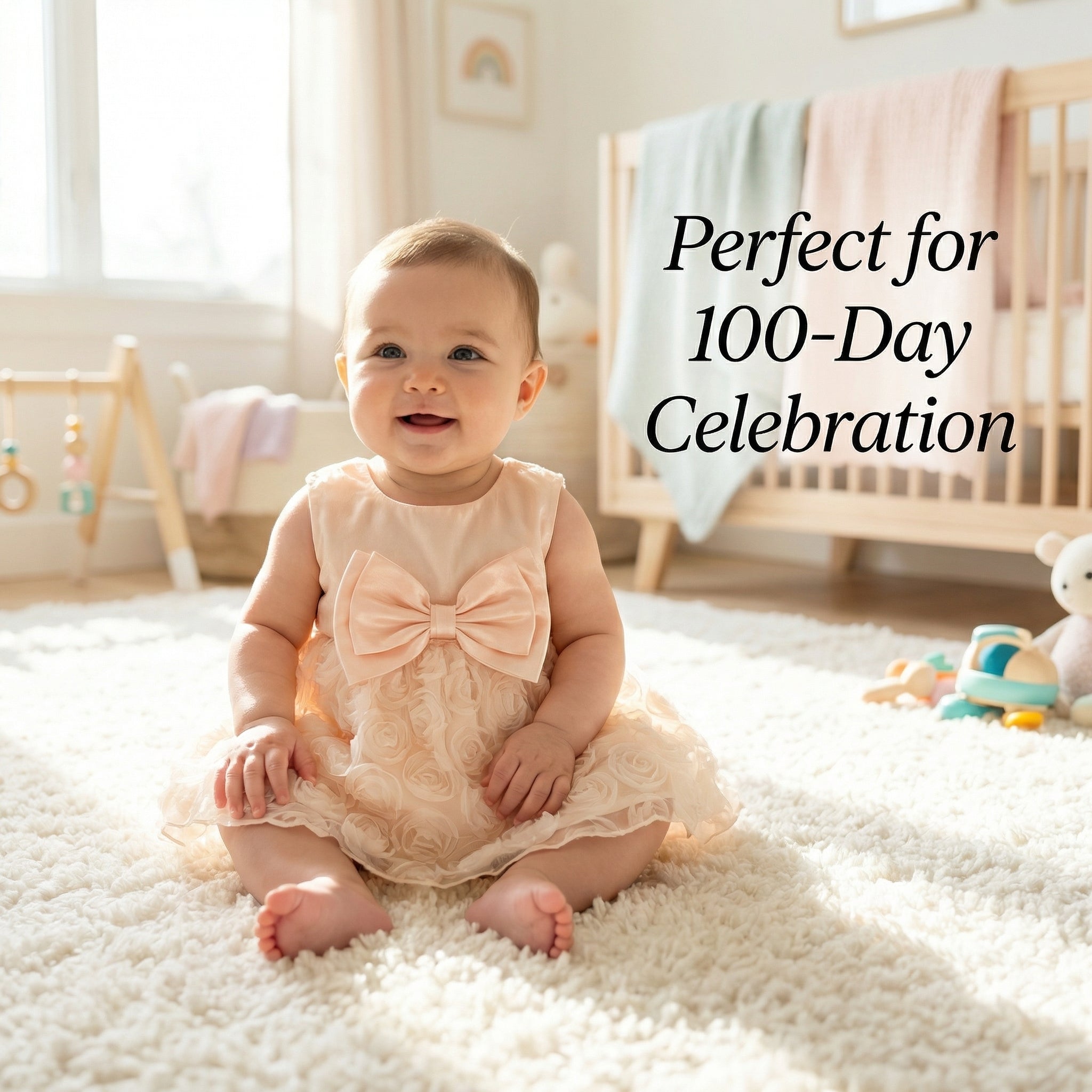 TATATONG-BOT [VESTIGIA] 10BASE-15 "Ethereal Rose" 3D-Sculptured Floral Lace Multi-Layer Sensory-Ceremony Romper Dress // Infant & Toddler Milestone Ceremonial Suit, Special Occasion & Formal Heirloom Gown