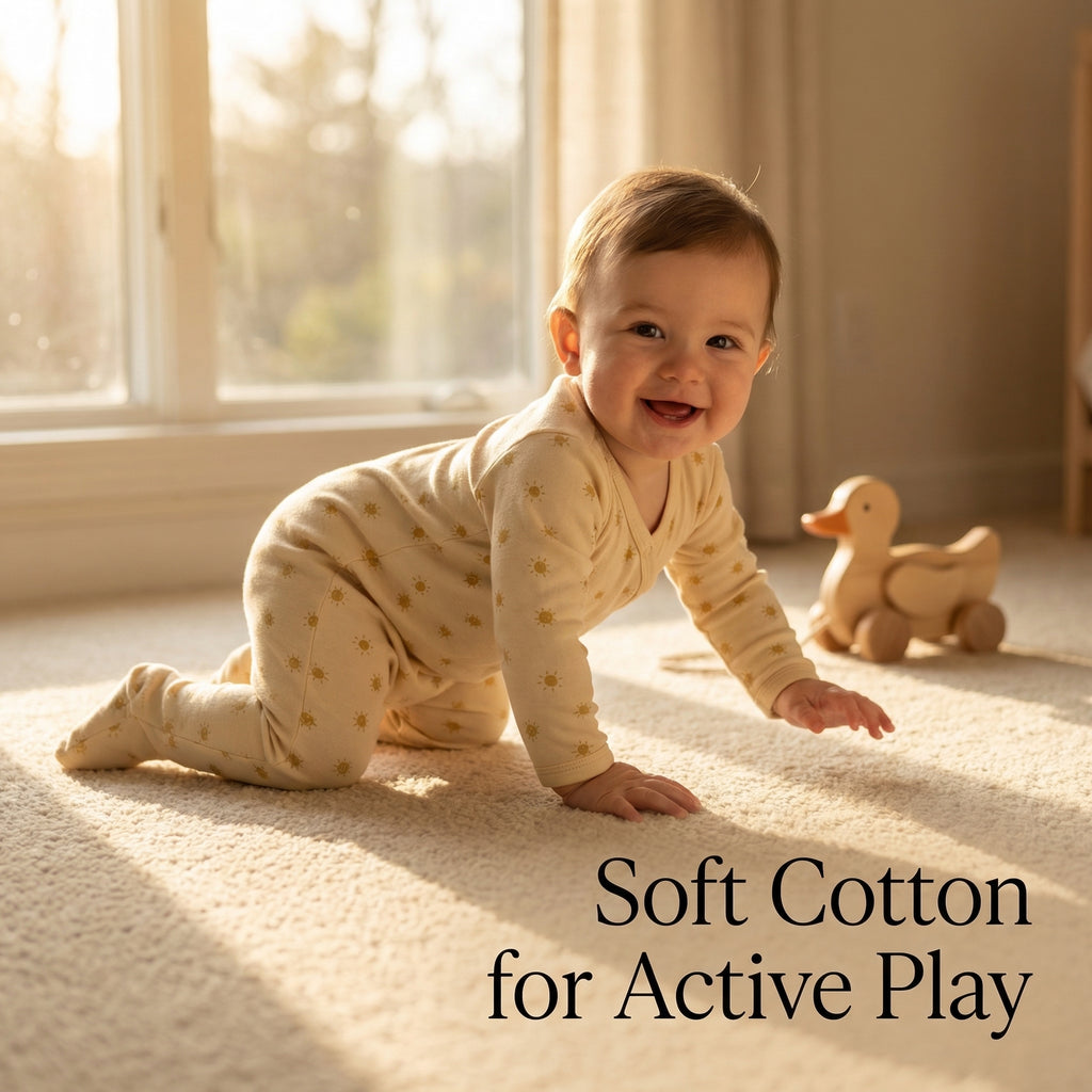 [GOSSAMERE] 10BASE-12 // "Solar Sanctum" Pure Cotton Footed Onesie