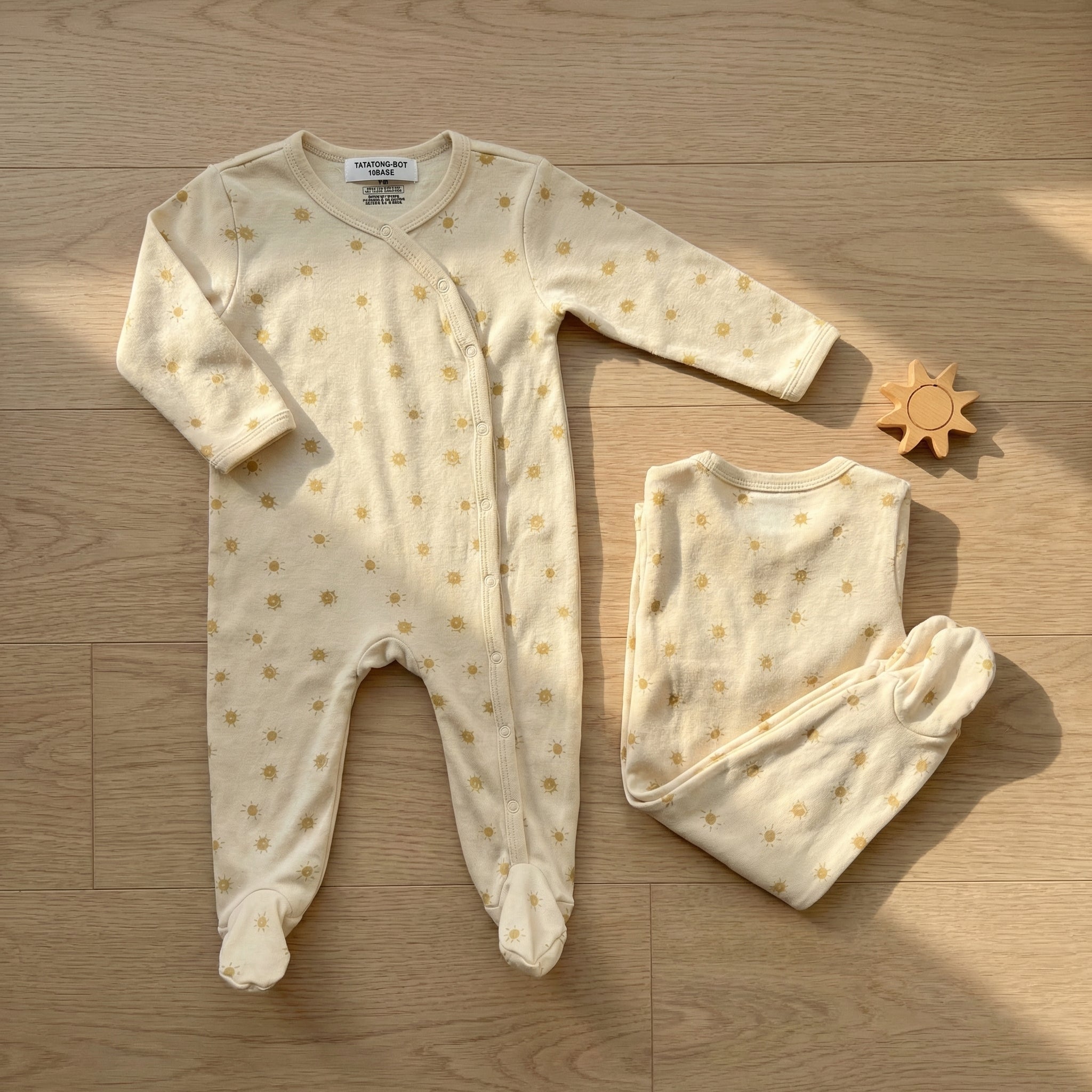 [GOSSAMERE] 10BASE-12 // "Solar Sanctum" Pure Cotton Footed Onesie