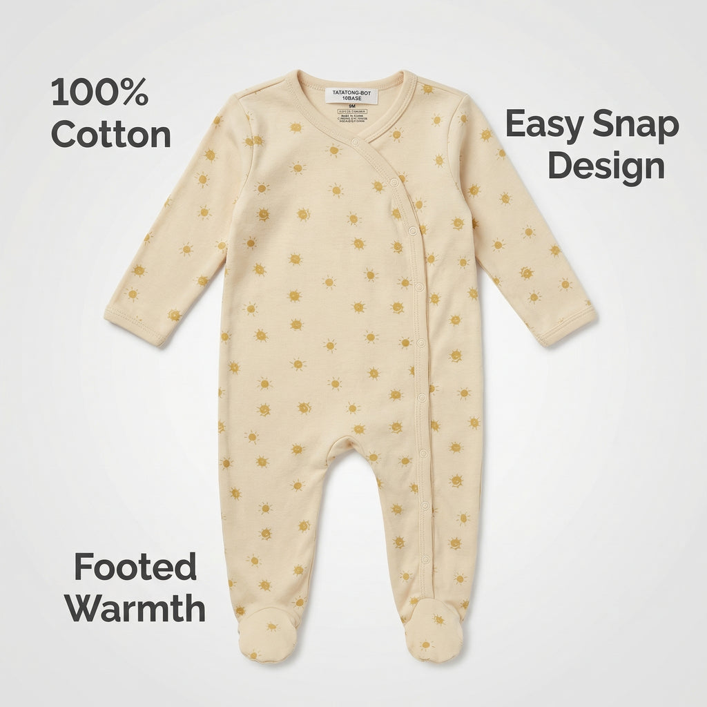 [GOSSAMERE] 10BASE-12 // "Solar Sanctum" Pure Cotton Footed Onesie