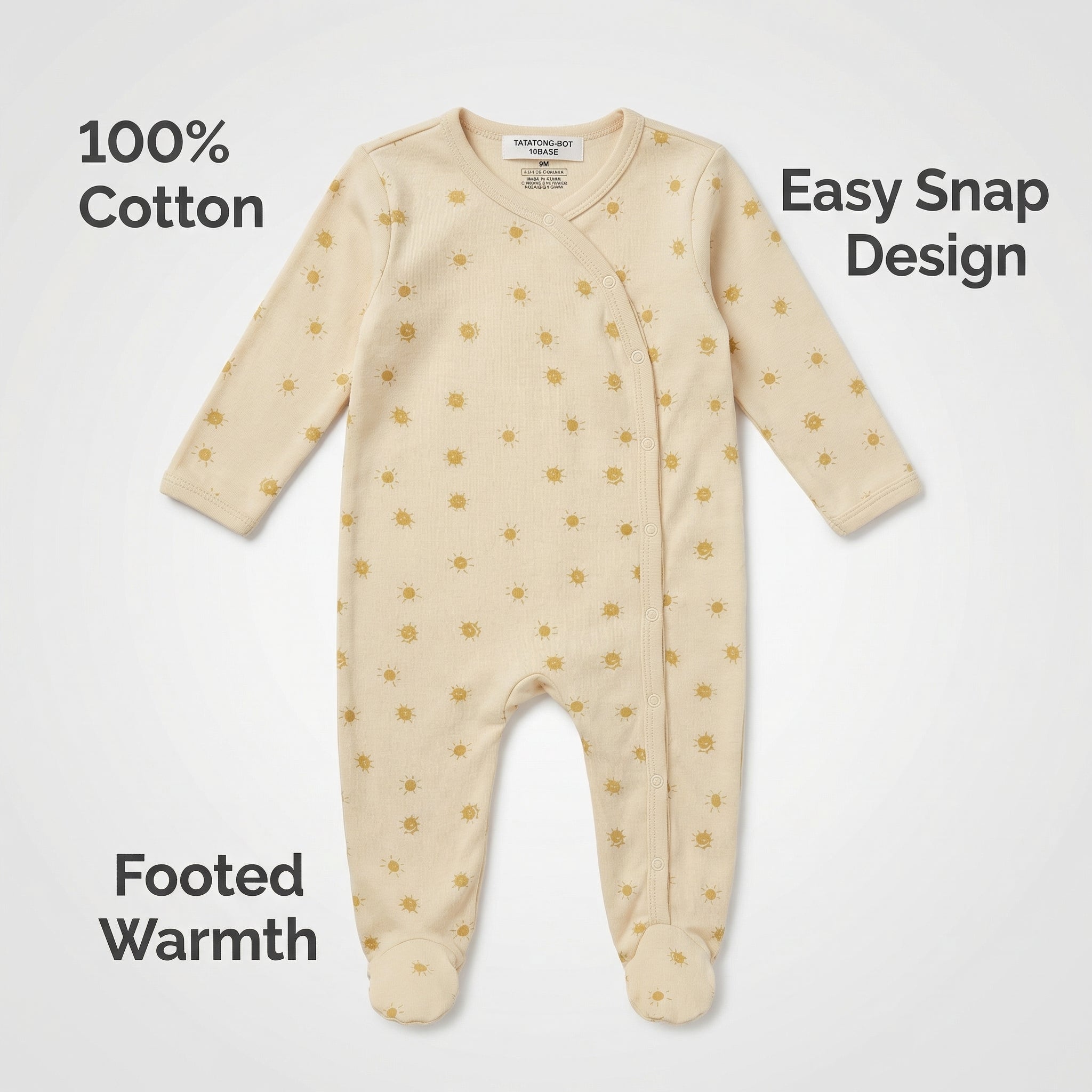 [GOSSAMERE] 10BASE-12 // "Solar Sanctum" Pure Cotton Footed Onesie