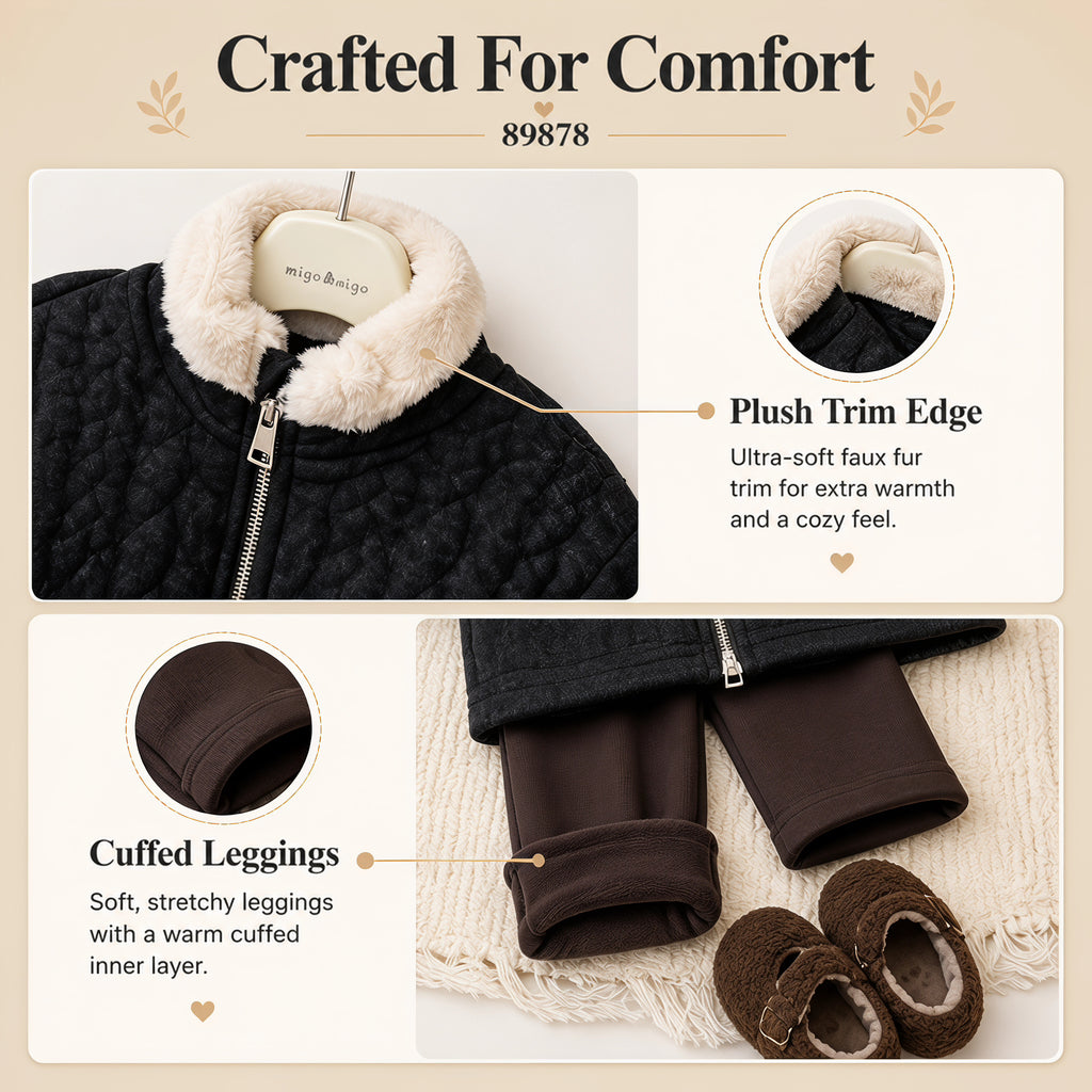 Cozy Cable-Knit Zip Jacket & Shorts Set for Girls